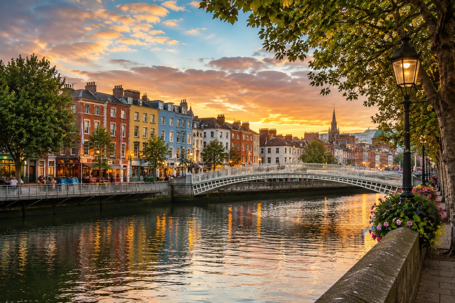 Study in Ireland - Dublin city with the River Liffey and Ha'penny Bridge